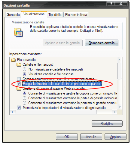 come risolvere i crash di internet explorer su XP e Vista