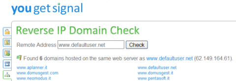 yougetsignal e scopri chi condivide il tuo ip sul server web
