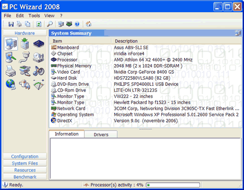 pc wizard screenshot analisi sistema hardware software